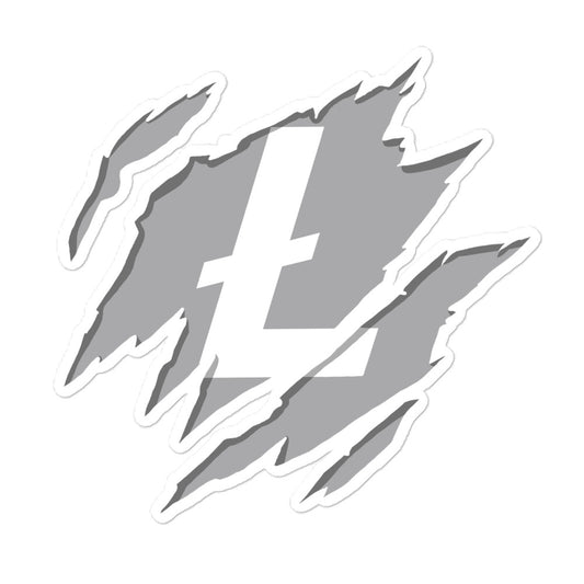 Ripped Litecoin Sticker Gray