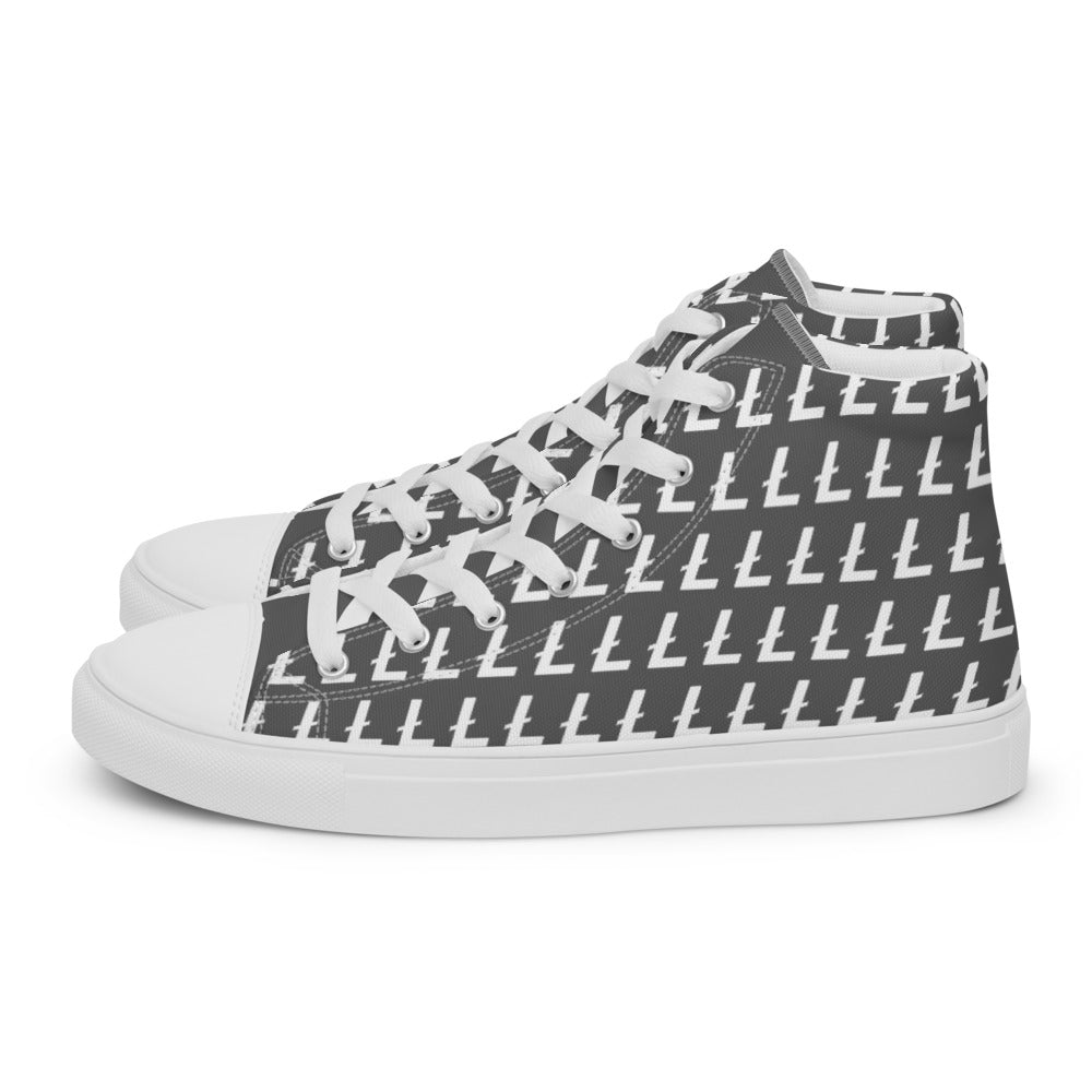 L Pattern Men’s high top canvas shoes grey