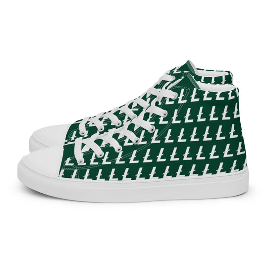 L Pattern Men’s high top canvas shoes green