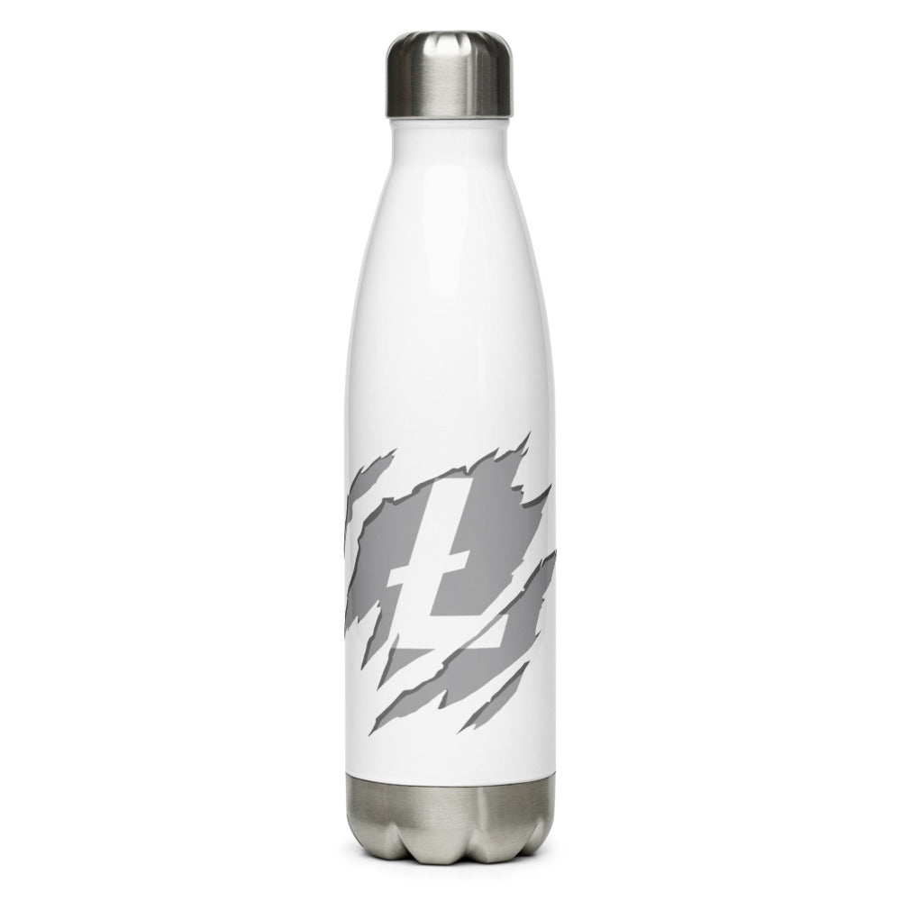 Ripped Litecoin Stainless Steel Water Bottle Grey