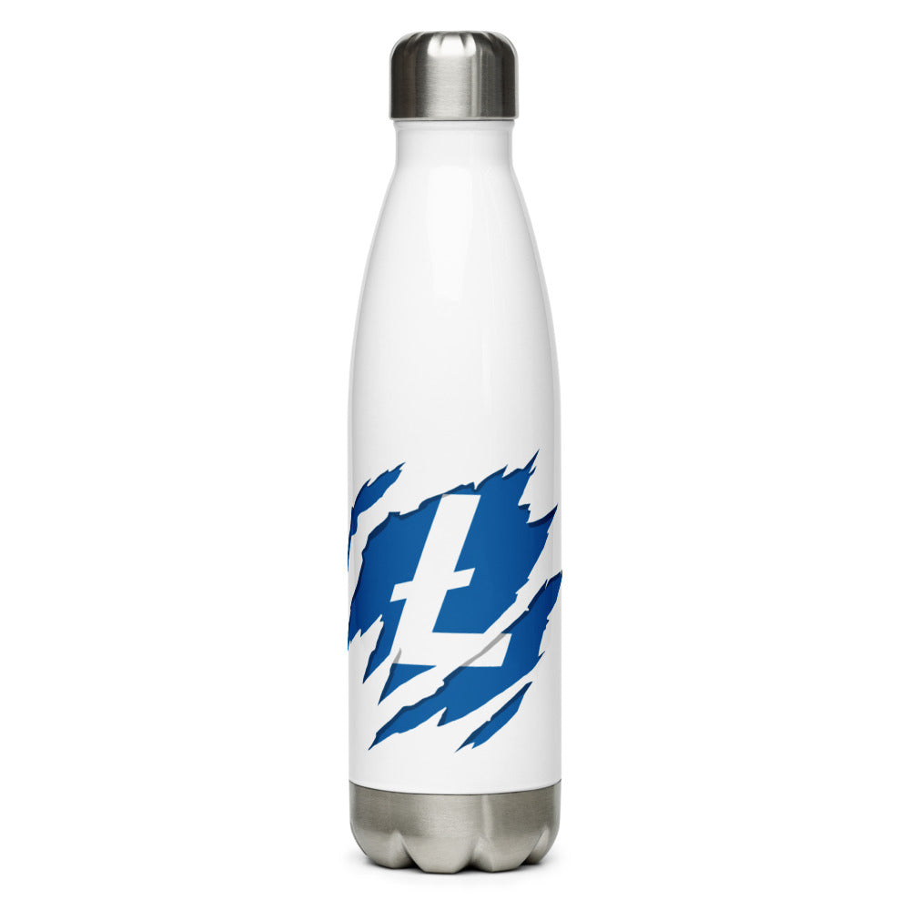Ripped Litecoin Stainless Steel Water Bottle Blue