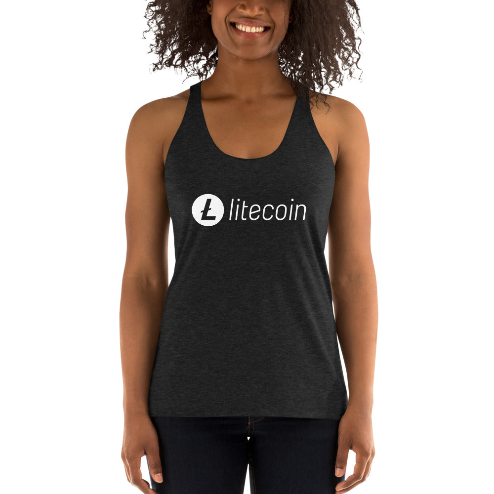 Litecoin Logo in White Women's Racerback Tank