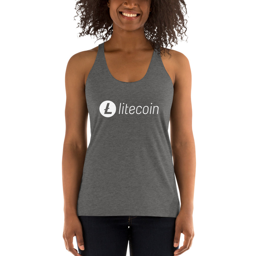 Litecoin Logo in White Women's Racerback Tank